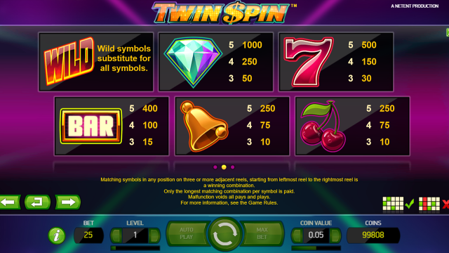 Игровой интерфейс Twin Spin 10